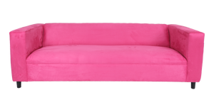 Pink Canal Sofa upholstered in a commercial grade suede fabric. Made in the USA with solid wood.