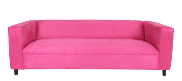 Pink Canal Sofa upholstered in a commercial grade suede fabric. Made in the USA with solid wood.