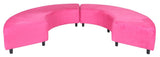 2-Pack Pink Micro Suede Curved Benches. Commercial grade fabric, solid wood frame, made in the USA.