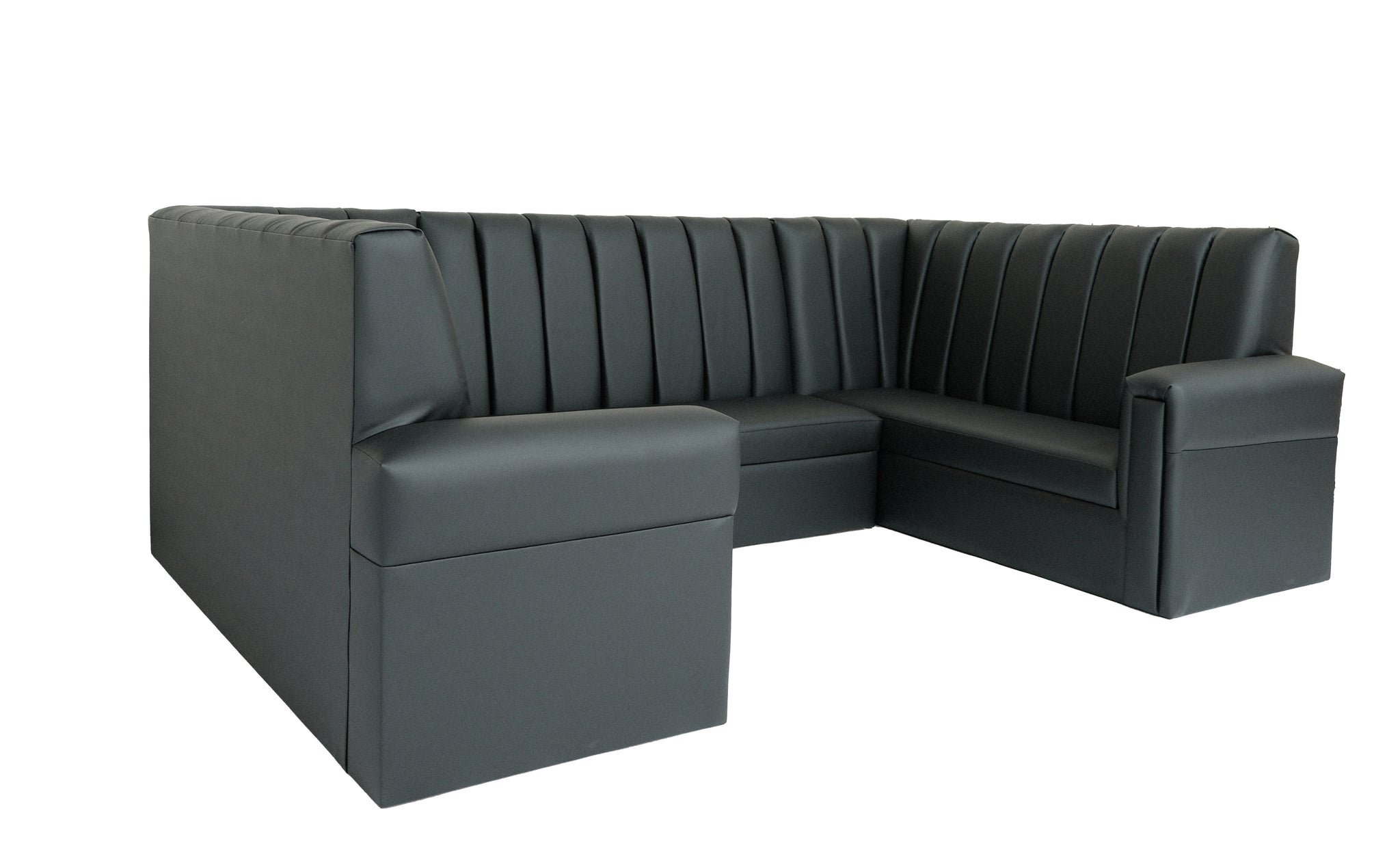 V Back Booth U-Shaped Fully Channeled Back Booth