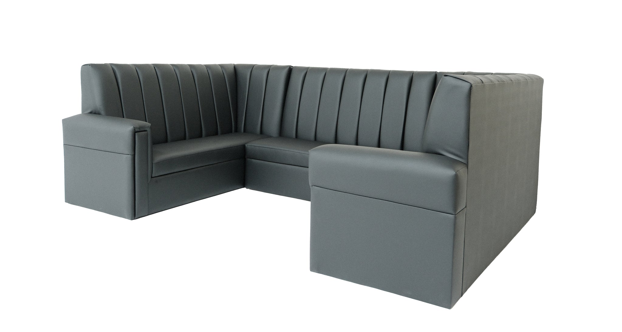 V Back Booth U-Shaped Fully Channeled Back Booth